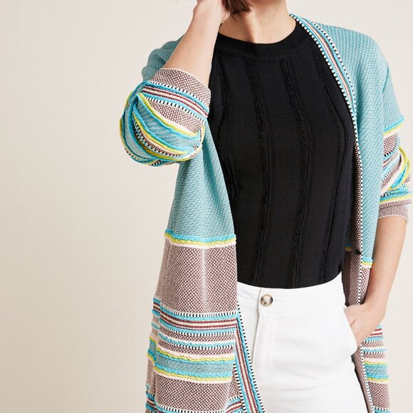 ANTHROPOLOGIE ASHBORO AMO STRIPED CARDI SWEATER by ALDOMARTINS S - Picture 2 of 3